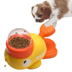 Comedero juguete interactivo para perros con forma de patito amarillo