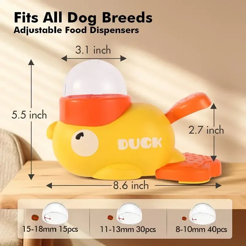 Comedero juguete interactivo para perros con forma de patito amarillo