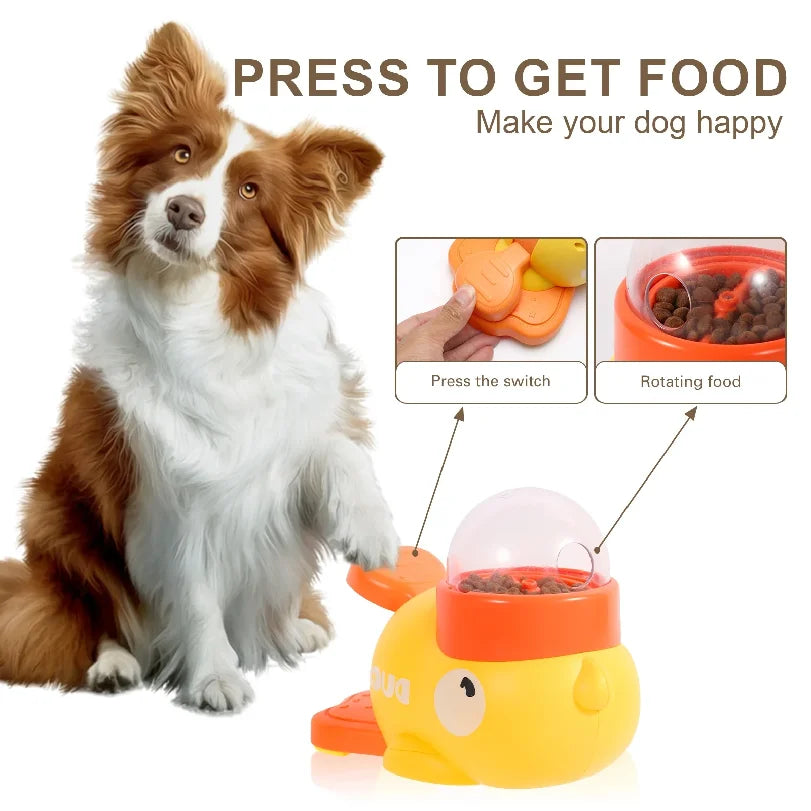 Comedero juguete interactivo para perros con forma de patito amarillo