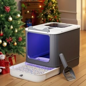 BRAIDOL XL/XXL Caja de Arena para Gatos Cerrada con Sistema de Control de Olores, Cajón de Fácil Limpieza y Cubierta Antisalpicaduras - Caja de Arena Resistente Adecuada para Hogares con Múltiples Gatos, Gatos Grandes y Mascotas con Sobrepeso - Recinto Duradero con Ventilación y Pala Gratis